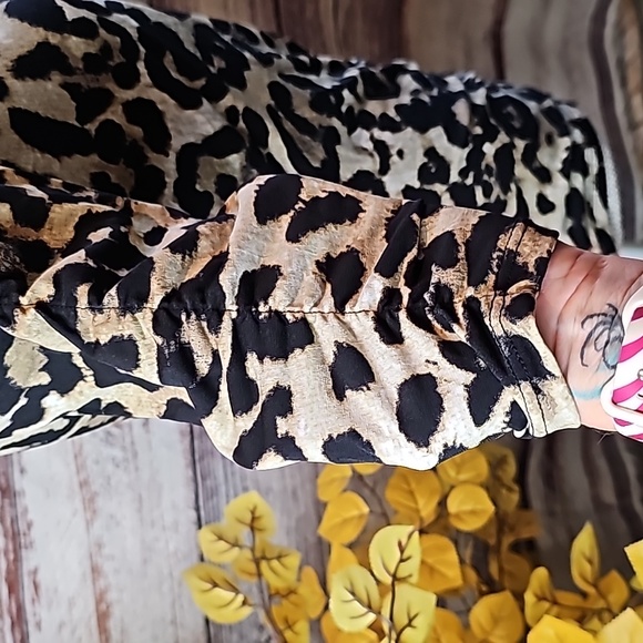 NEW STYLE & CO LEOPARD PRINT 3/4 GATHERED SLEEVE PULLOVER TOP BLOUSE - Picture 9 of 13